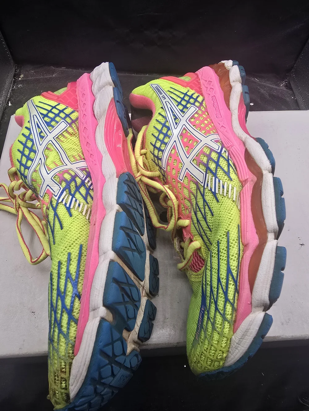 Asics‎ Women's Neon Yellow and Hot Pink Athletic Running Shoes